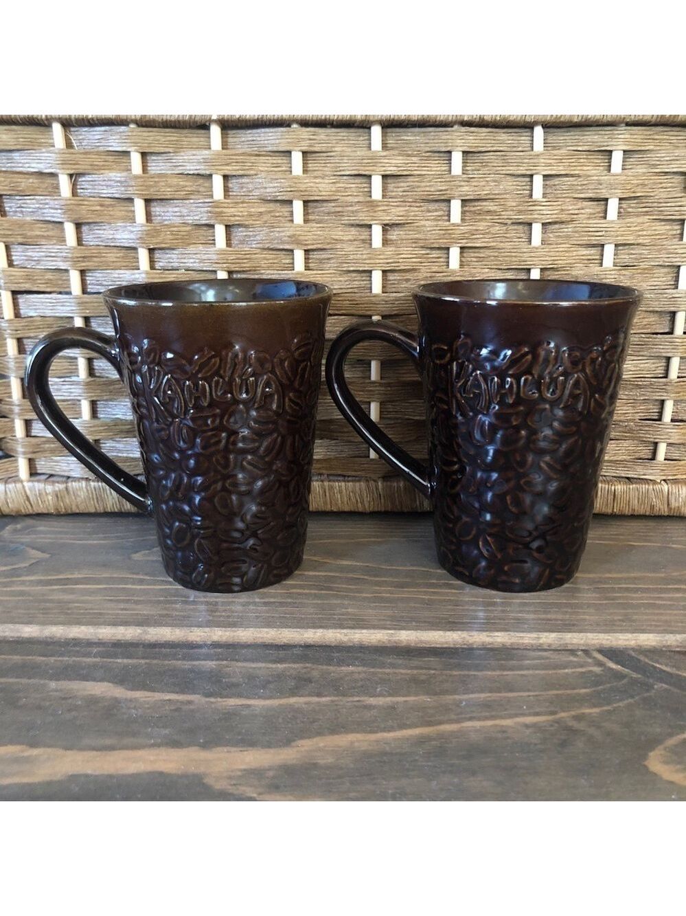 Kahlua coffee bean mugs set of 2 brown Pernod Richard